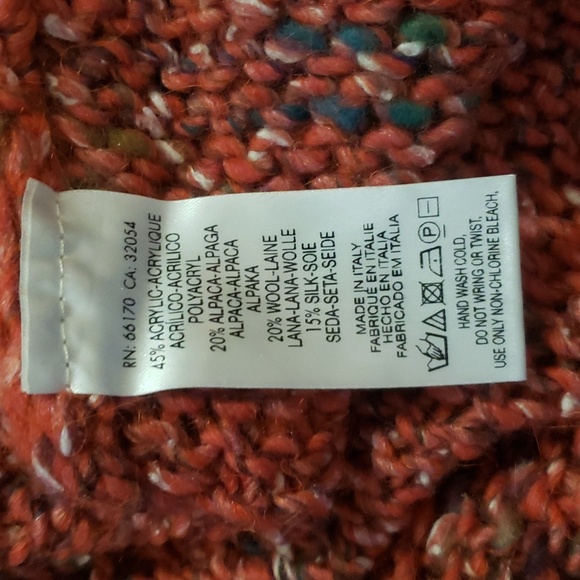 Anthropologie MOTH Sweater Womens M Orange Marbled Mock Neck Wool Alpaca Silk - Picture 9 of 9